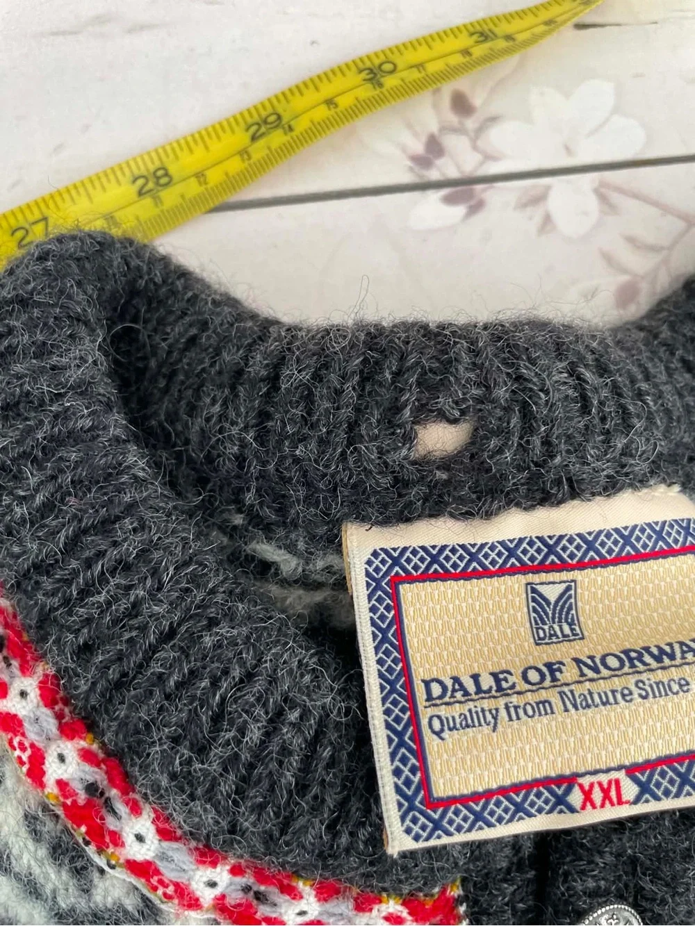 Dale of Norway Black, White & Red Nordic Wool Cardigan